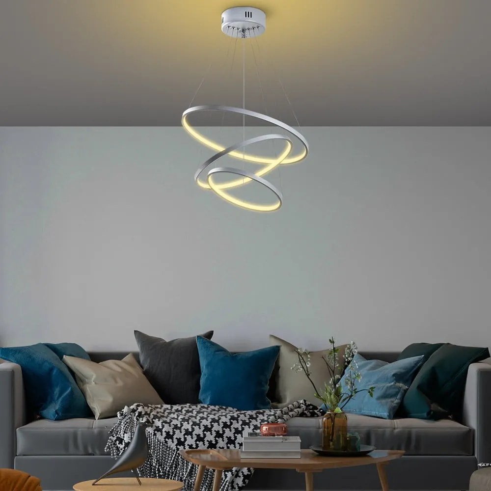 Szara lampa wisząca LED ø 50 cm Simit – Opviq lights