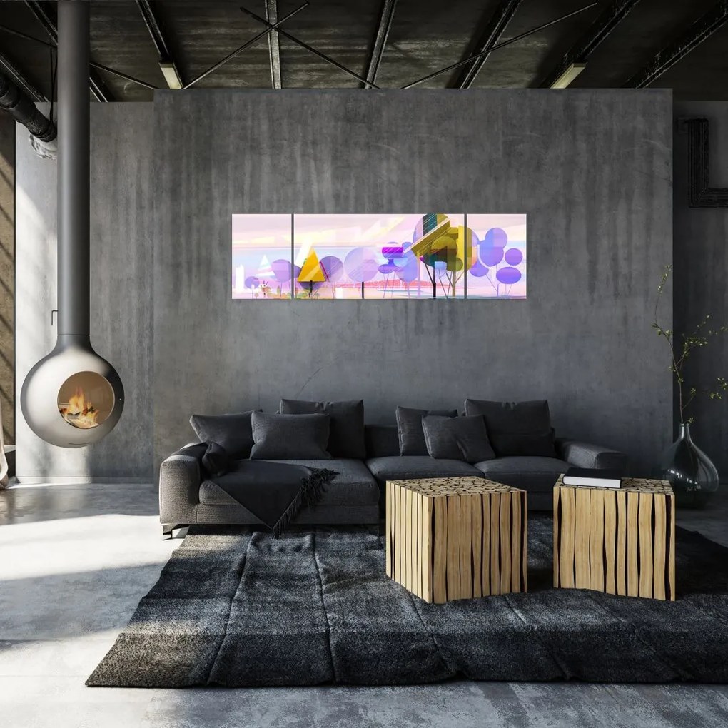Obraz - Abstrakcja, krajobraz (170x50 cm)