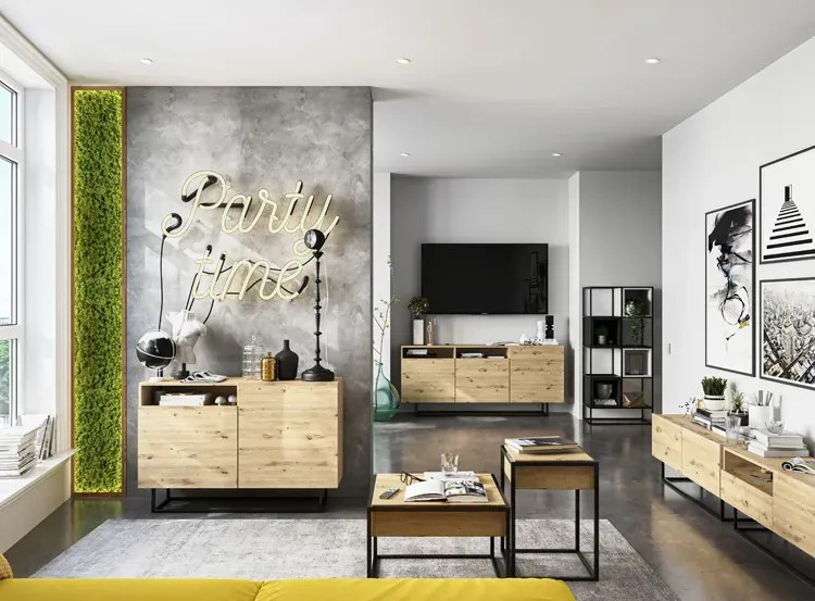 Szafka rtv na nóżkach dąb artisan C3-S03