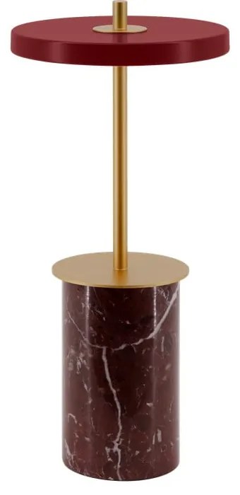 Czerwona marmurowa lampa stołowa LED ze ściemniaczem i metalowym kloszem (wysokość 25,5 cm) Asteria Move Mini – UMAGE