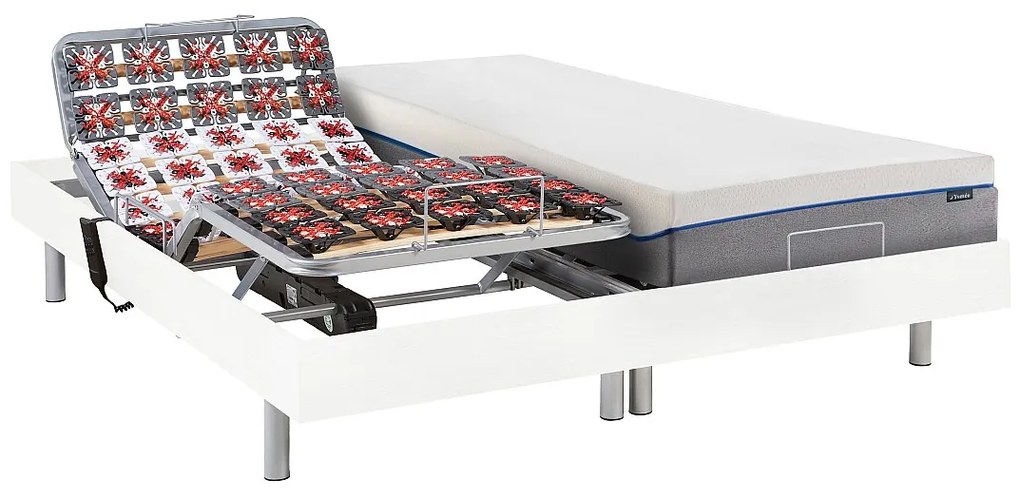 Komplet relaksacyjny całość z płytek+pamięć kształtu ciała HESIODE III marki YSMÉE - silniki OKIN - biały - 2 x 70 x 190 cm