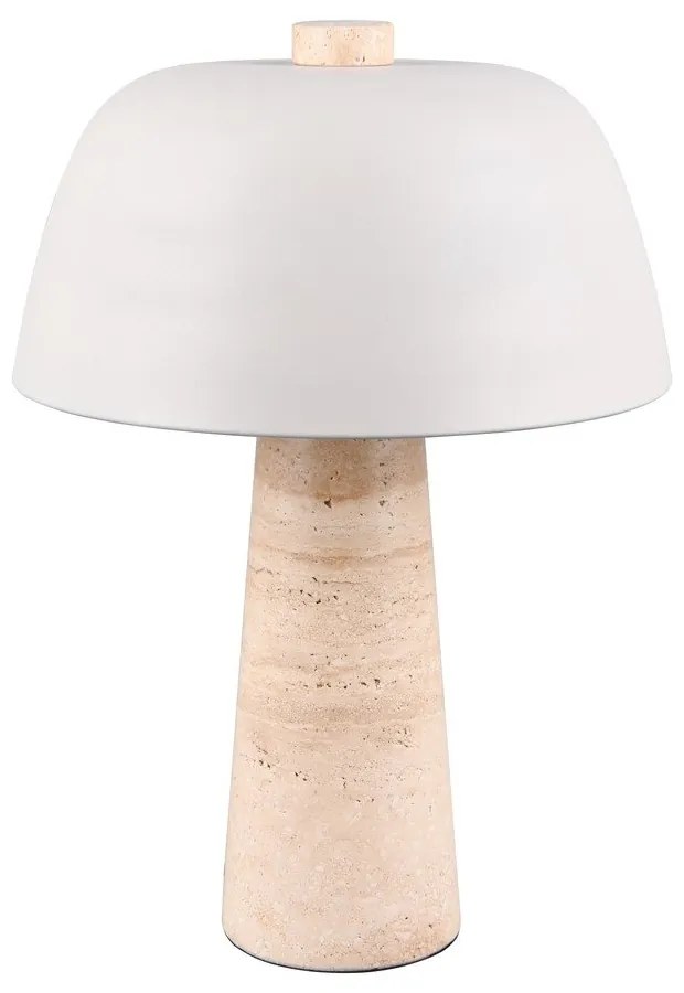 Biała/beżowa lampa stołowa z metalowym kloszem (wysokość 41 cm) Timba – Trio Select