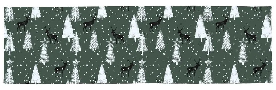 Bawełniany bieżnik ze świątecznym motywem 40x140 cm Deer in the Forest – Butter Kings
