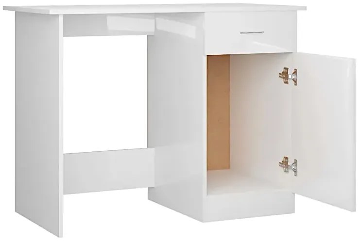 Biurko z szafką w kolorze białym z połyskiem H8-N47