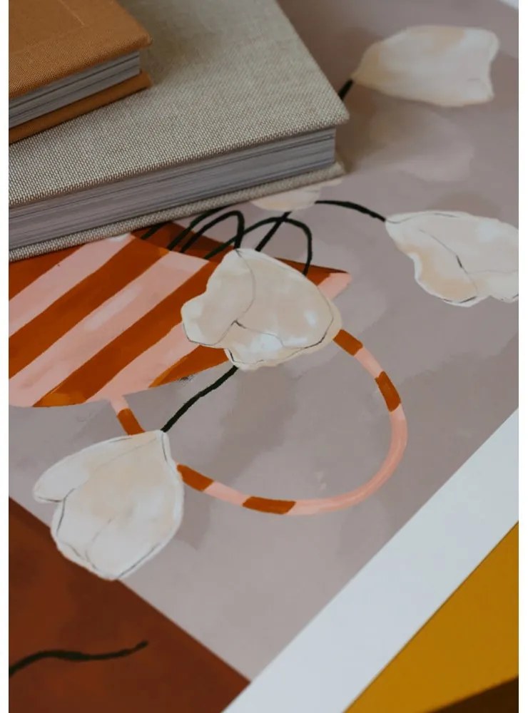 Plakat 50x70 cm White Flowers in Striped Vase – Frankie Penwill – The Poster Club