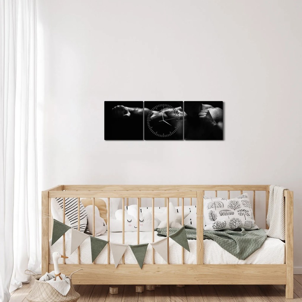 Obraz - Uderzenie pięścią (z zegarem) (90x30 cm)