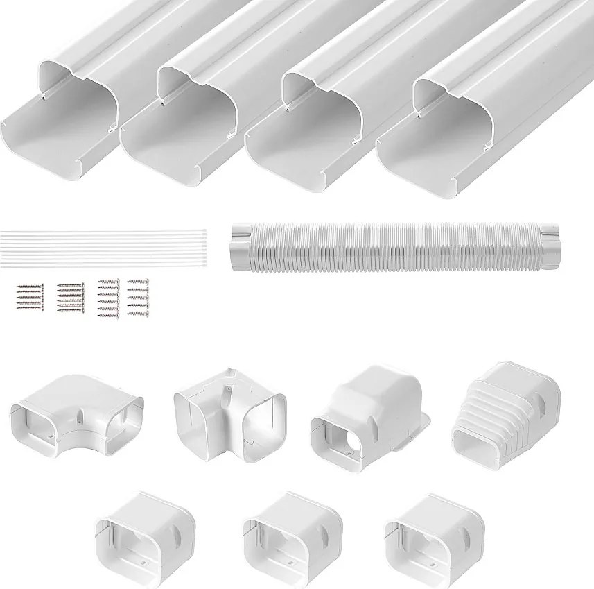 Osłona Linii SucceBuy 7.62cm Szerokość 483 cm do Mini-Split/Klimatyzatora, Dekoracyjne PVC do Klimatyzatora. 4 Proste Kanały i Komponentów, Biały