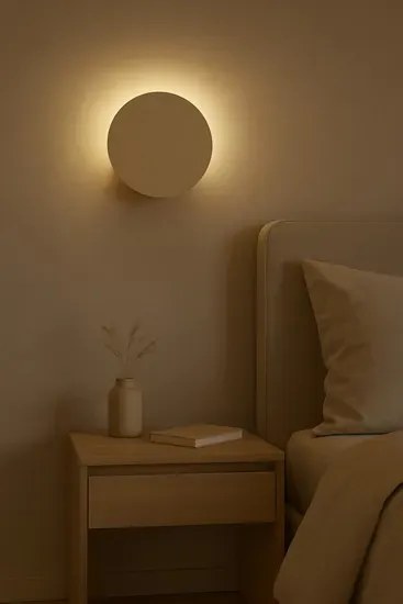 Metalowy kinkiet 20 cm okrągły beżowy R4-S25