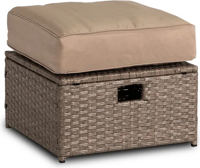 Zestaw Mebli Ogrodowych FLORYDA Beżowy Sofa Krzesła Pufy Stolik Tarasowy Technorattan Nowoczesny