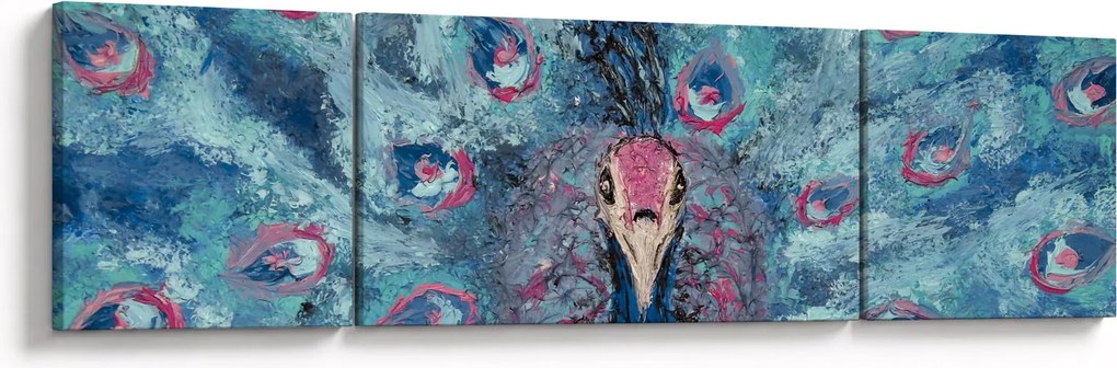 Obraz namalowanego pawia (170x50 cm)