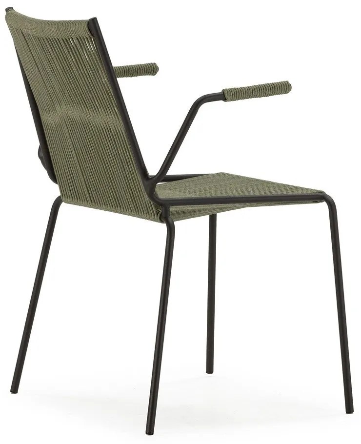 Zielone metalowe krzesła zestaw z podłokietnikami/sztaplowane 2 szt. Emily – Marckeric