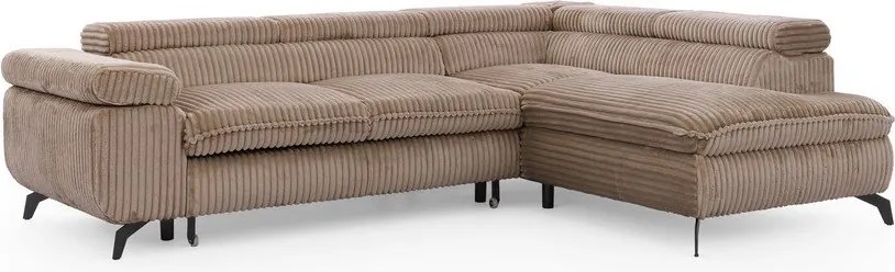 Brązowy sztruksowy narożnik (prawostronny/w kształcie litery L) Marbeya – Ropez