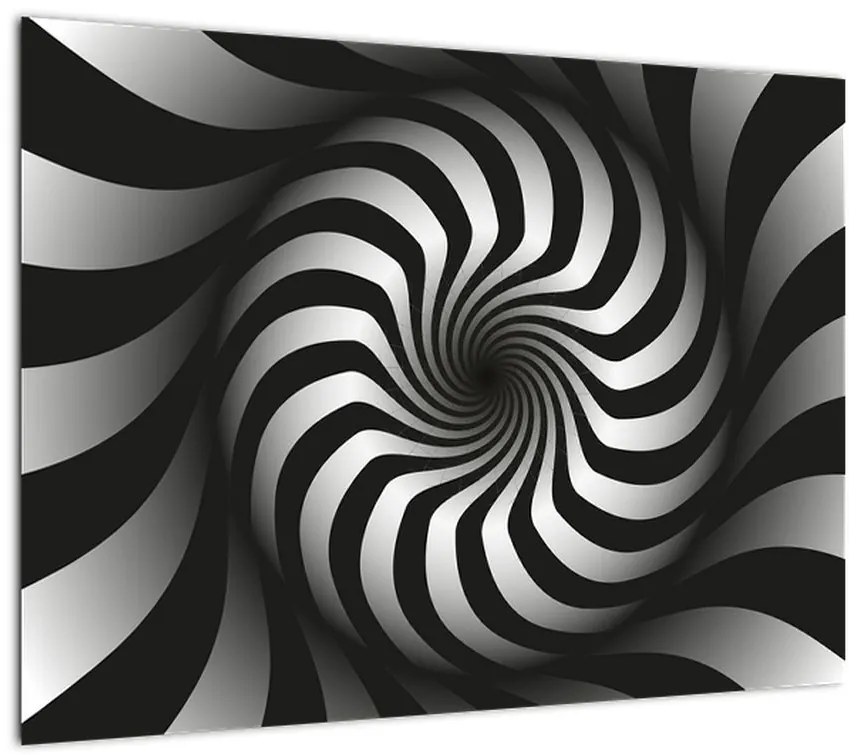 Abstrakcyjny obraz czarno - białej spirali (70x50 cm)