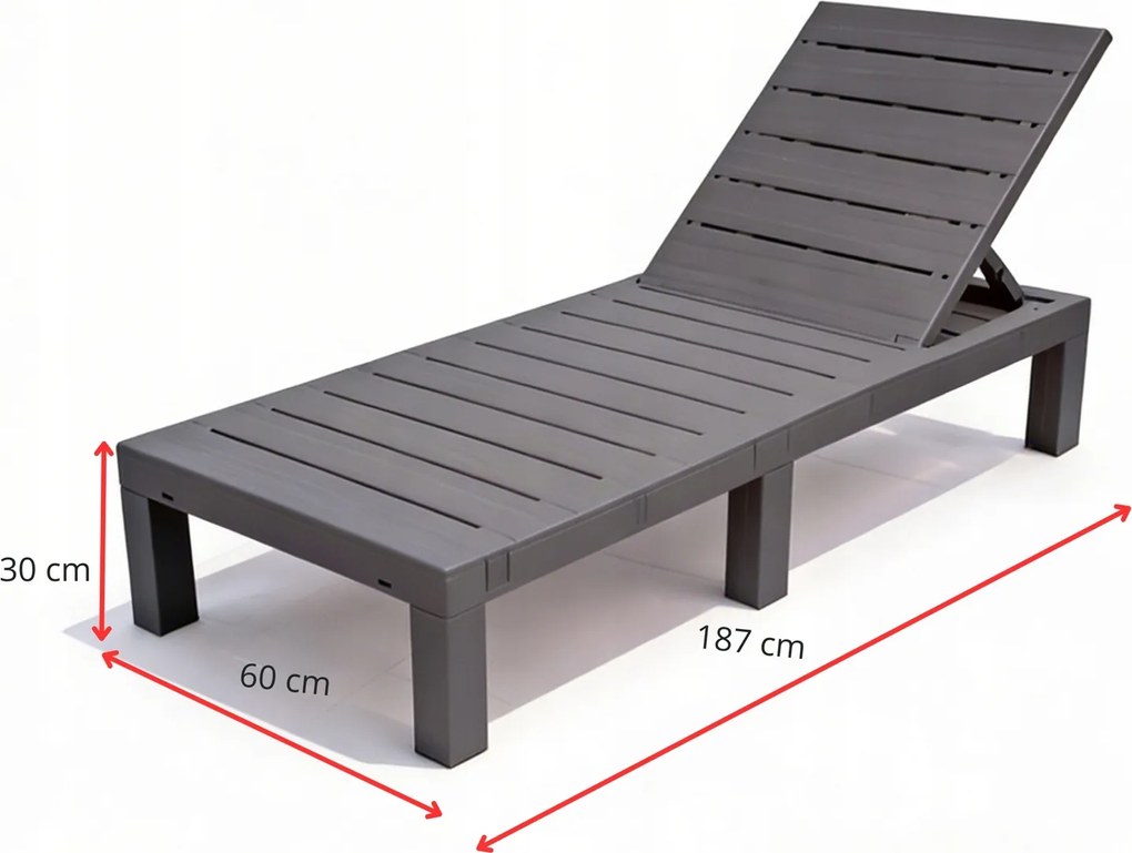 Leżak ogrodowy hotelowy Lagoon 014 składany, kolor szary