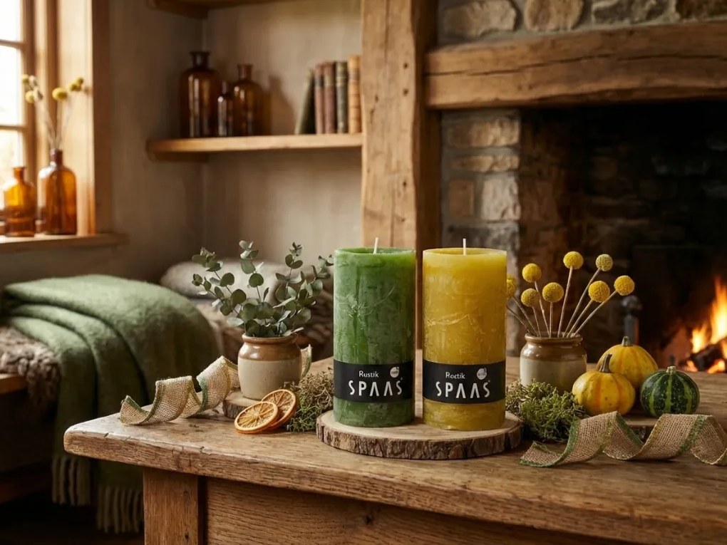 Świeca słupowa SPAAS RUSTIK 13 cm zielona