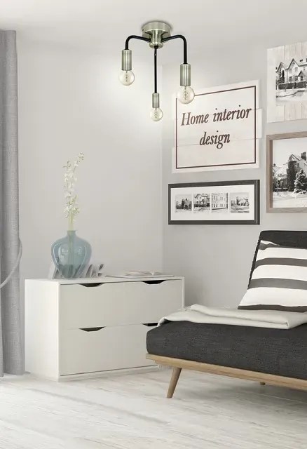 Trzyramienna loftowa lampa sufitowa czarny mat - V136-Vileta