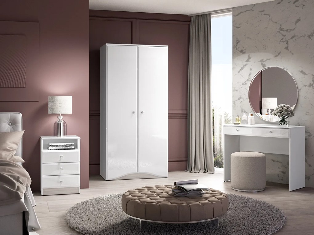 Toaletka z szufladą Glamour 0501, biały połysk