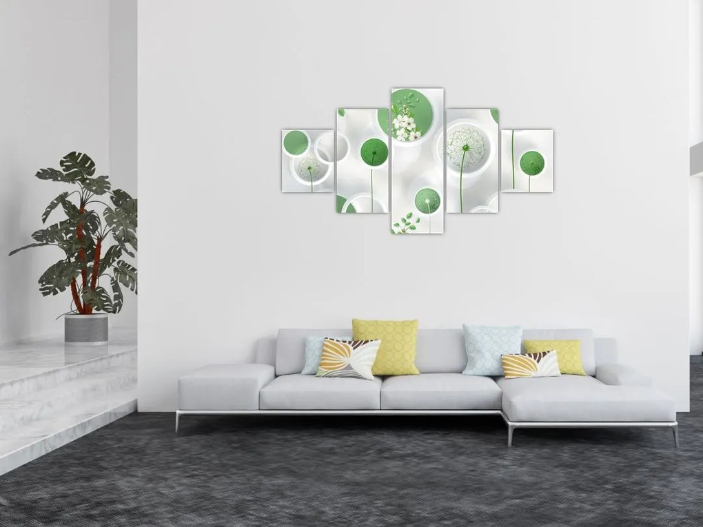 Obraz - Kwiaty w kółkach (125x70 cm)