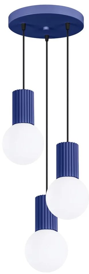 Ciemnoniebieska lampa wisząca ze szklanym kloszem ø 25 cm Orbital – Nice Lamps