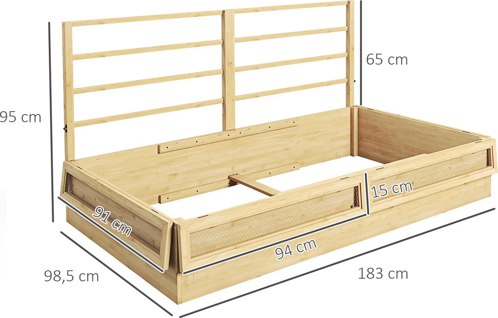 Outsunny Podwyższony Kwietnik z Trejażem, Odporny na Warunki Pogodowe, 1 Trejaż, 183 x 98,5 x 95 cm, Kolor Naturalny