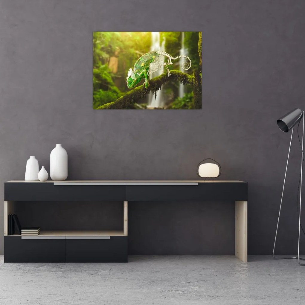 Obraz na szkle - kameleon (70x50 cm)