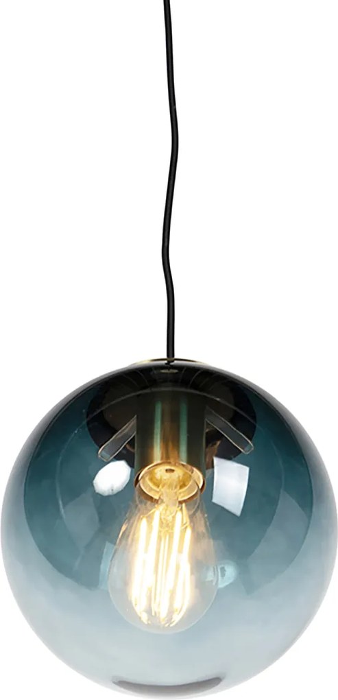 Inteligentna lampa wisząca mosiężna z oceaniczno-niebieskim szkłem 20 cm z WiFi ST64 - Pallon