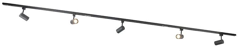 Nowoczesny system szynowy czarny z 5 reflektorami 1-fazowymi - Jeana
