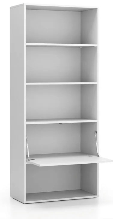 Regał biurowy wysoki LAYERS, 1 schowek, 800 x 400 x 1905, biały