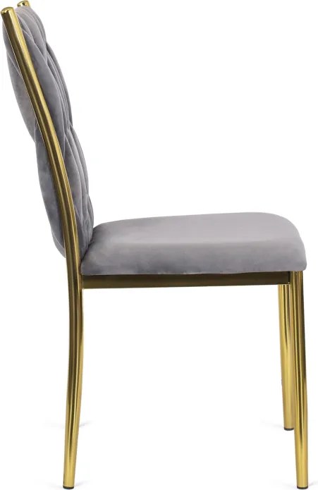 Krzesło Tapicerowane Plecione do Salonu DAN Szare Welurowe Nowoczesne Glamour