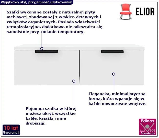 Zestaw dwóch wiszących szafek białych - Lewix