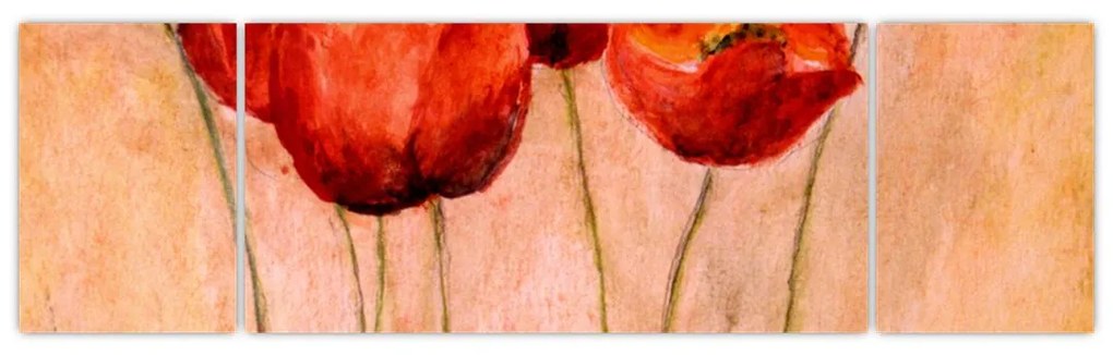 Obraz - Czerwone tulipany (170x50 cm)