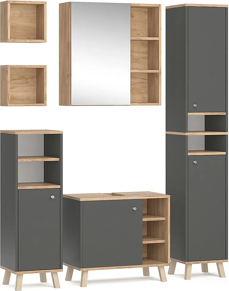 Zestaw mebli łazienkowych antracyt 62x32x54 senyo