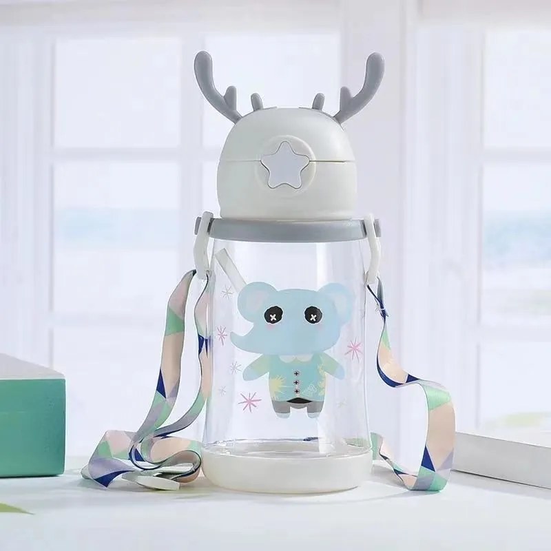 Dziecięca butelka plastikowa ze słomką ELEPHANT 600 ml