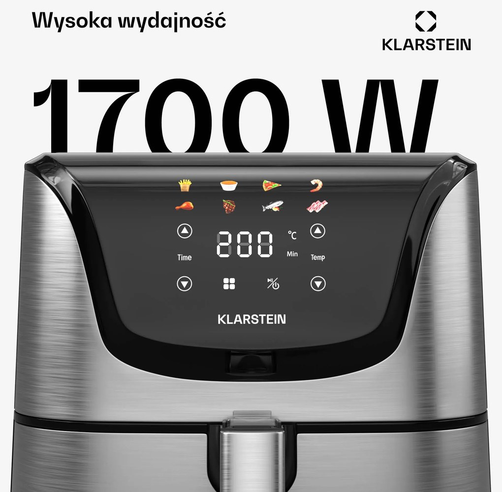 Klarstein AeroVital 1700W 5L Cyfrowa frytkownica beztłuszczowa Srebrny