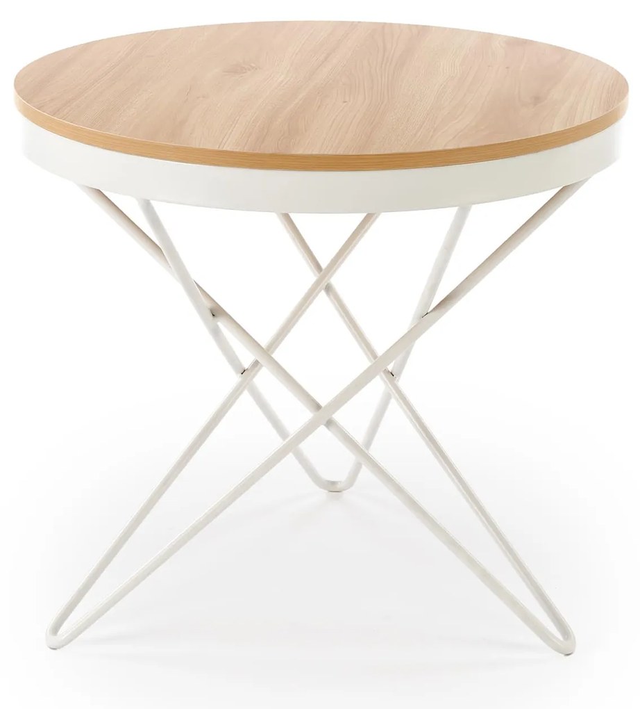 Ława okrągła MDF naturalny/biały 60/55 LEILA