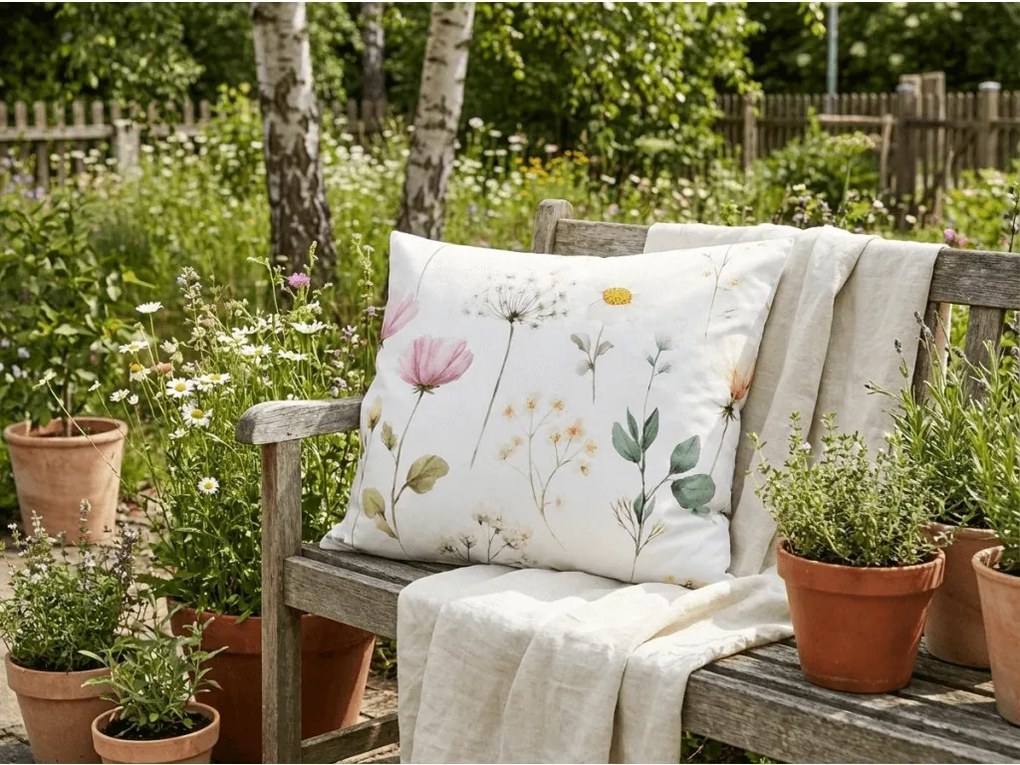 Bawełniana poszewka na poduszkę PETALUNE POLY 50x70 cm, kremowy