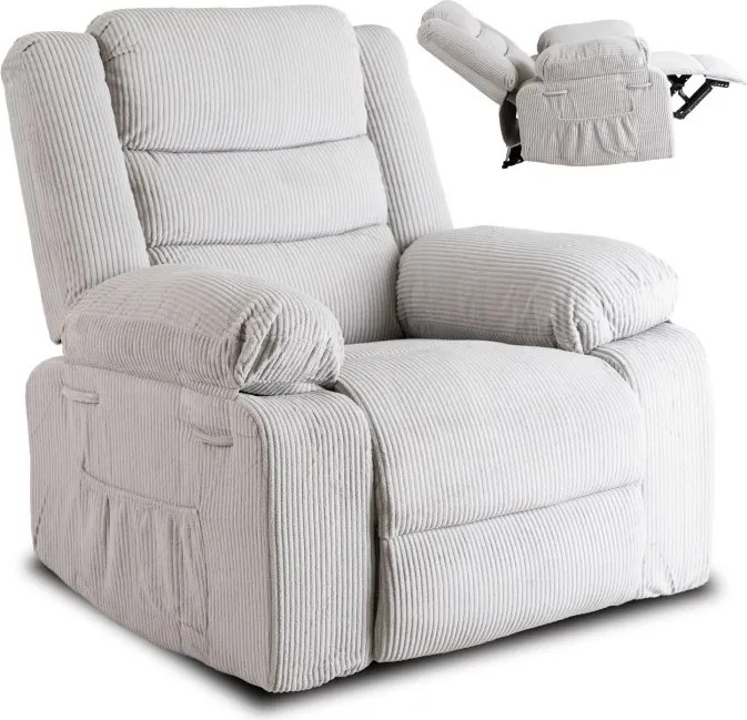 Fotel Rozkładany z Podnóżkiem ARTURO Szary Nowoczesny