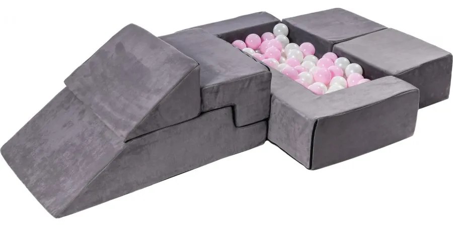 Velvet bricks set multifunkcyjny plac zabaw dla dzieci, szary - meowbaby®
