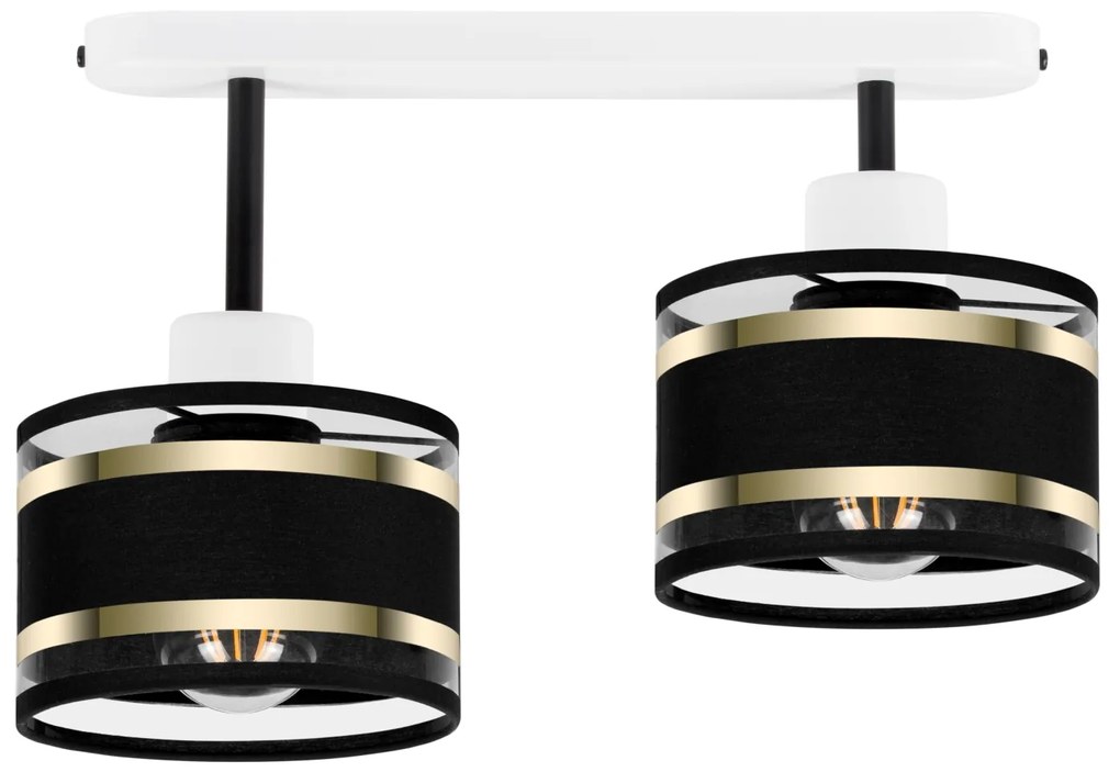 Lampa sufitowa biała dwupunktowy spot z czarnymi abażurami T-3306WE-SC