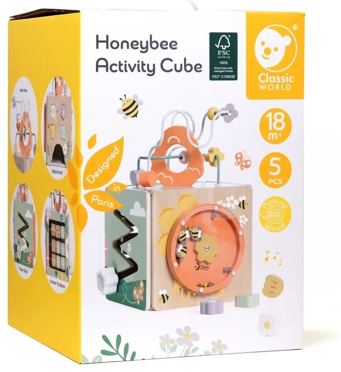 Classic world drewniana kostka edukacyjna sensoryczna 5w1