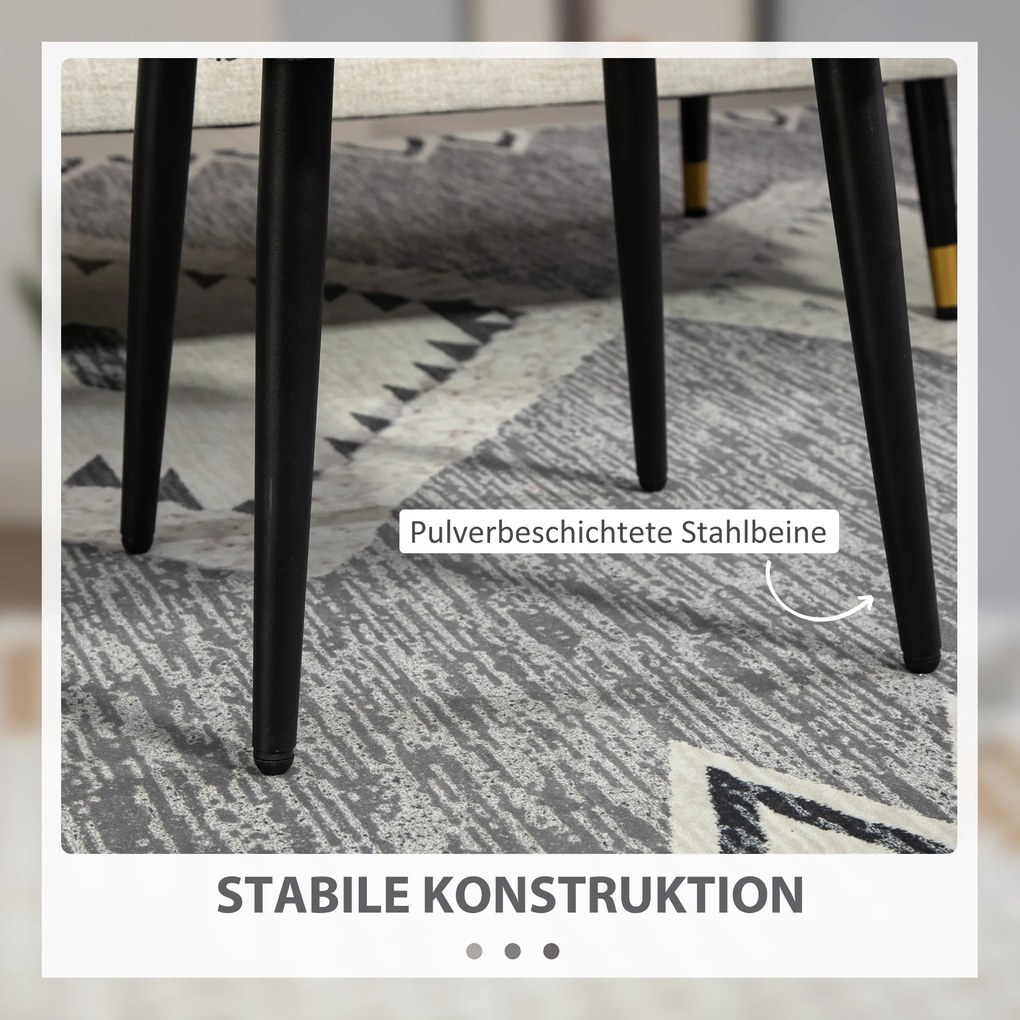 HOMCOM Taboret z Podnóżkiem, Tapicerowany Siedziskiem, Wygląd Kaszmiru, Stalowe Nogi, 42 x 42 x 47 cm, Ciemnoszary