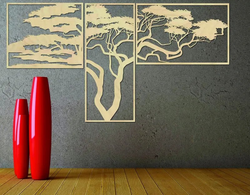 Malowidło ścienne z trzech części bonsai I SENTOP