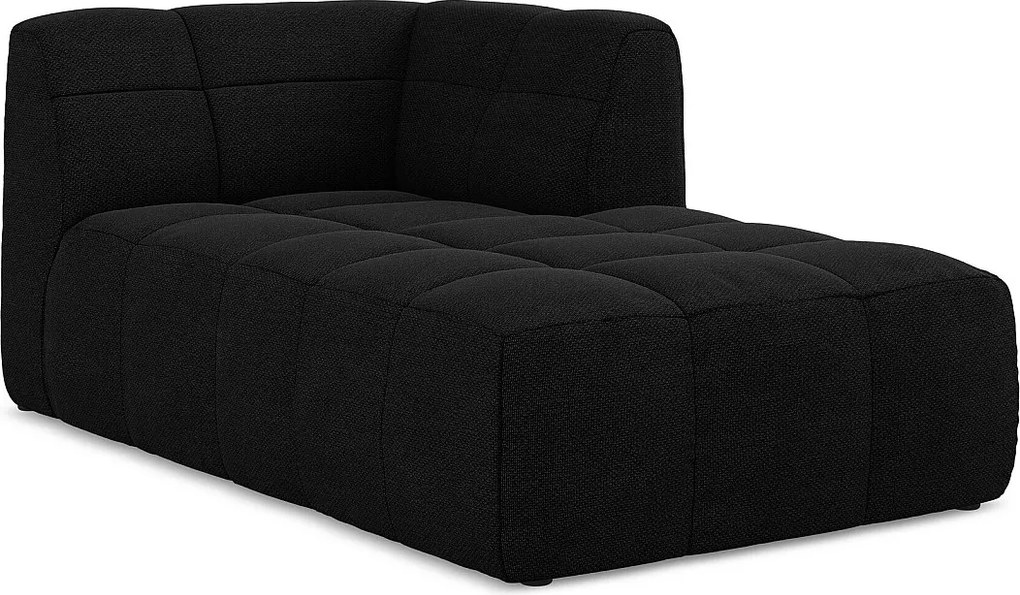 Szezlong prawostronny - z tkaniny bouclé - czarny - ALOHA