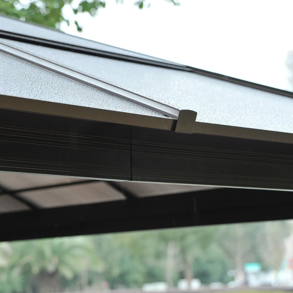 Outsunny Pawilon ogrodowy hardtop 4 2x3 6 m z zasłonami i moskitierą aluminiowa konstrukcja brąz kremowy | Aosom PL