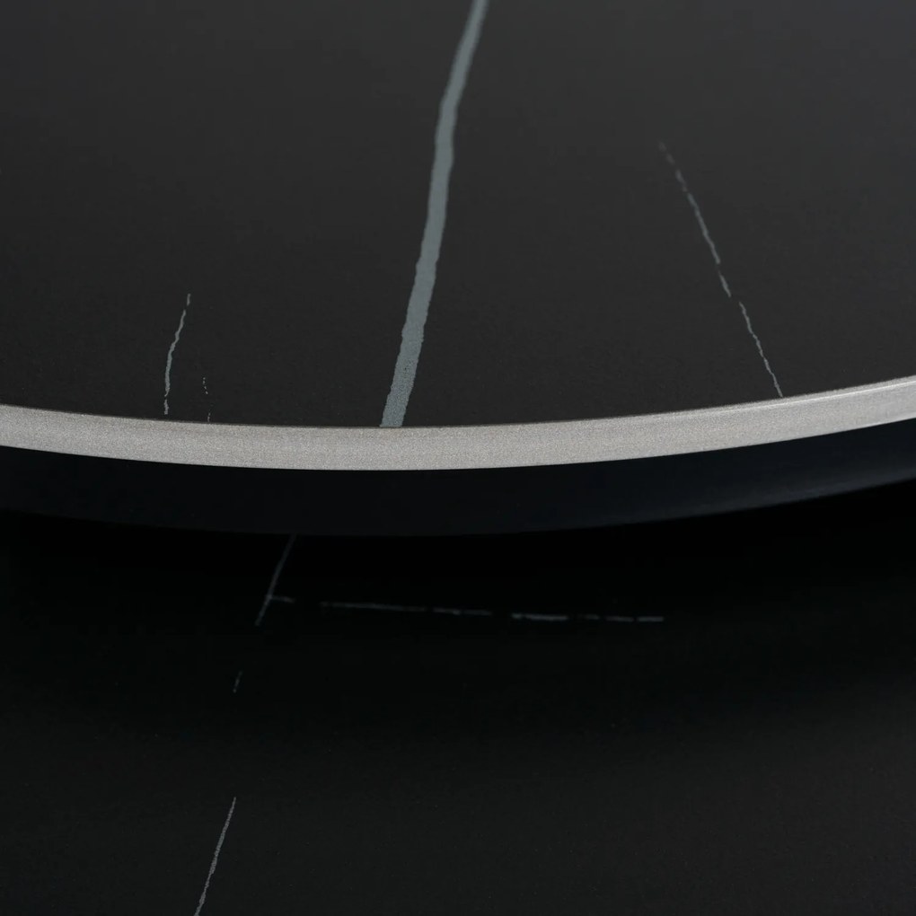 Zestaw Stolików Kawowych JERRY Czarny Marmur/Czarny do Salonu Nowoczesny