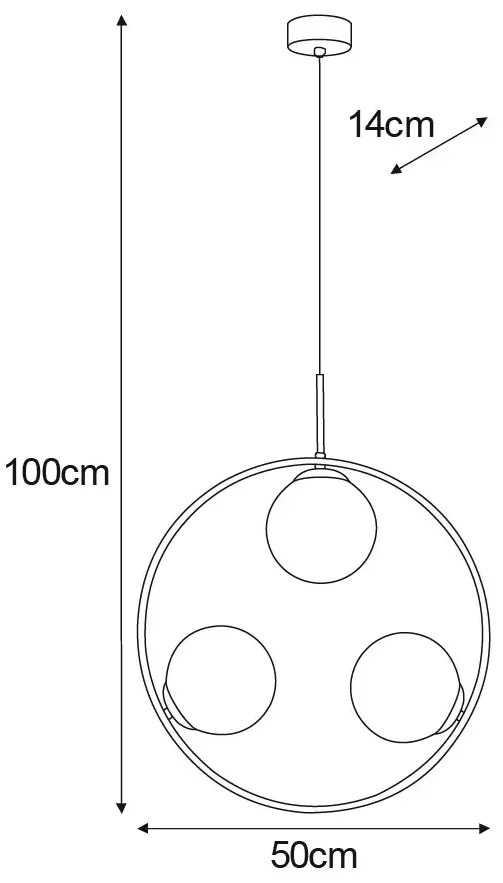 Metalowa lampa wisząca okrąg z białymi kloszami - A201 Devrix 3X