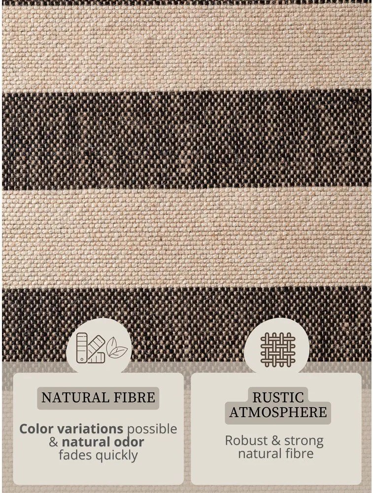 Czarny/kremowy chodnik z juty dwustronny/tkany ręcznie 80x200 cm Playa – Hanse Home