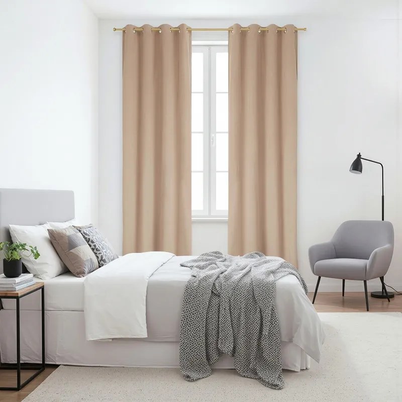 Zasłona gotowa welurowa na przelotkach 140x250 CIEMNY BEŻ Virella