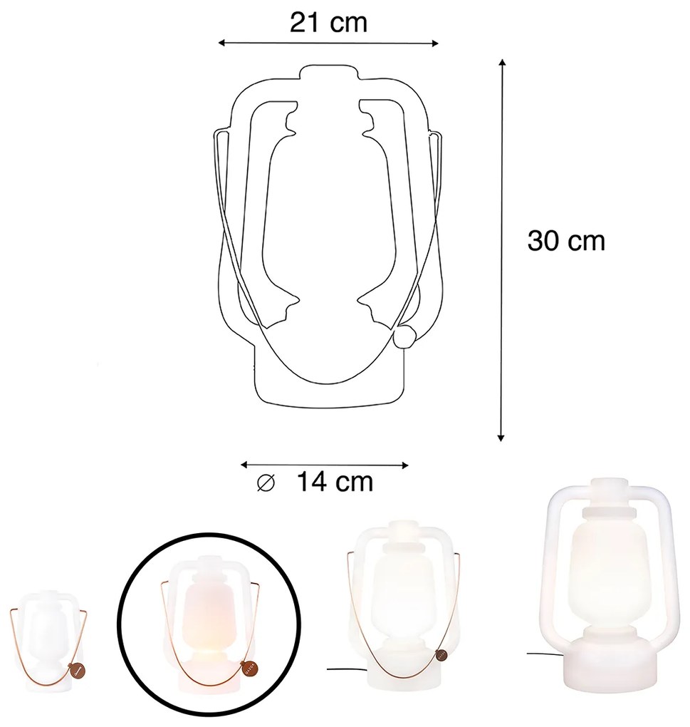 Zewnetrzna Lampa stołowa akumulatorowa 30 cm IP44 biała - Storm Small Nowoczesny Oswietlenie zewnetrzne