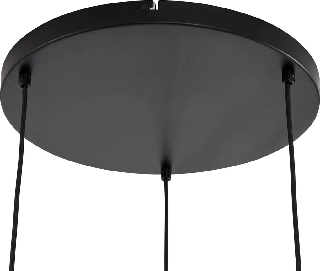 Lampa wisząca Japandi czarno-złota z beżowym kloszem 3-punktowa - Pluni